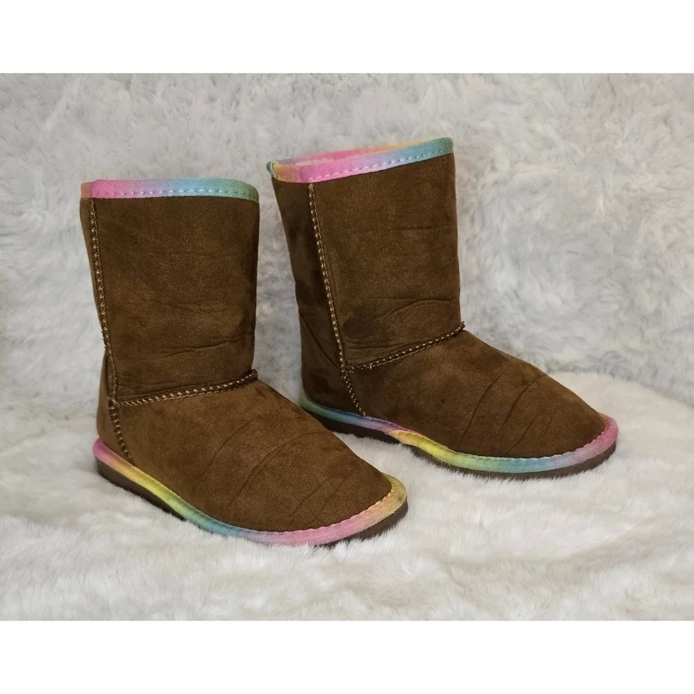 Sugar Girls Boots – Size 1 – Brown with Rainbow Trim
